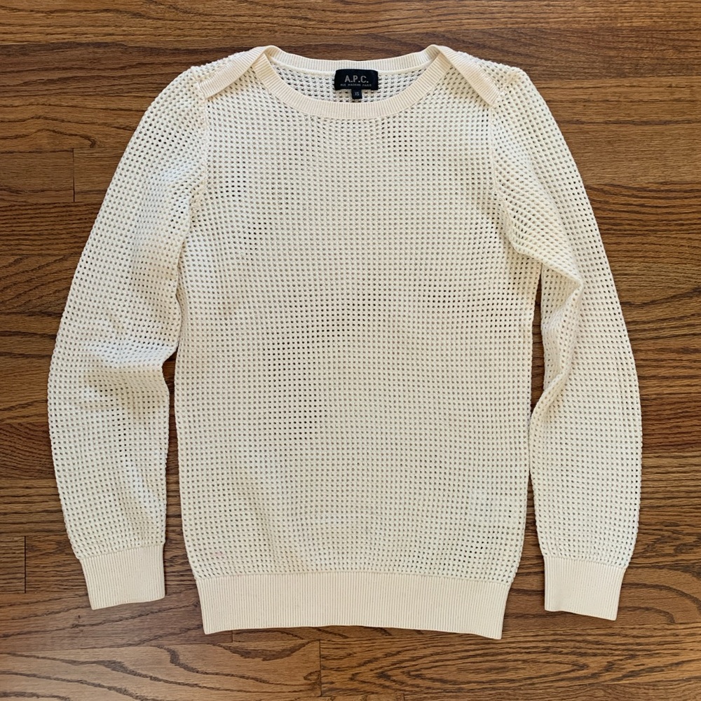 APC Waffle Mesh Thermal Cream Wool Sweater